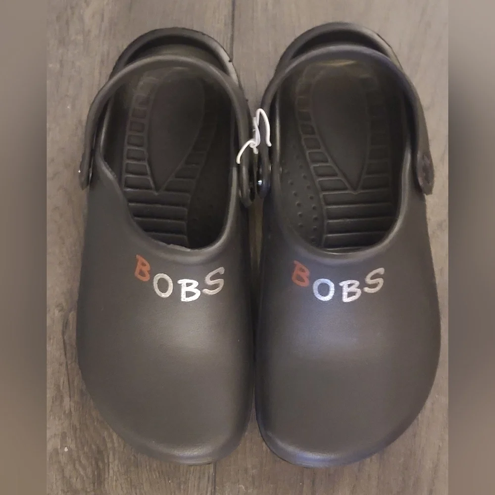 BOBS Skechers Youth Black Crocs Shoes Back Strap - Picture 2 of 5